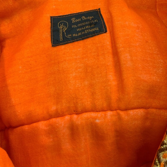 Root Design HandMade Orange Gold Strapless Ethiopian Maxi Dress XL Perfect - Picture 14 of 15